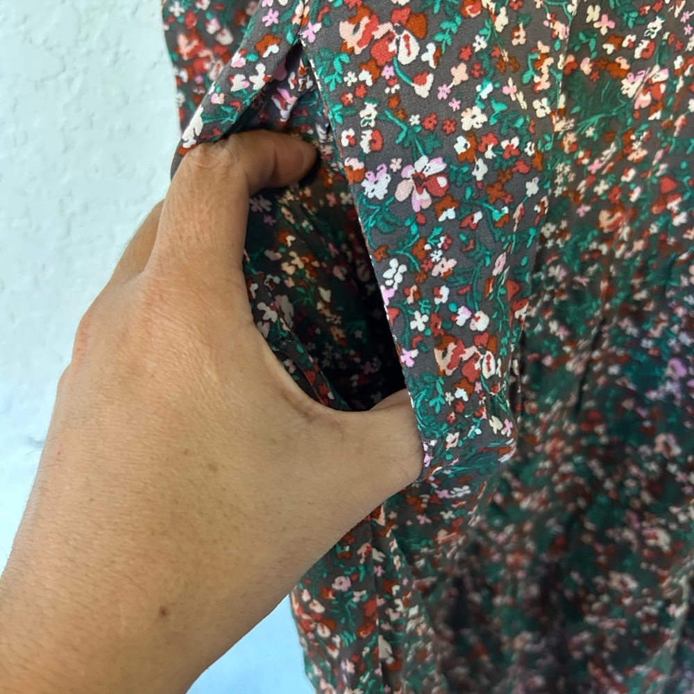 Matilda Jane Black Floral V-Neck Long Sleeve Tiered Dress, Boho Cottagecore - Picture 5 of 7